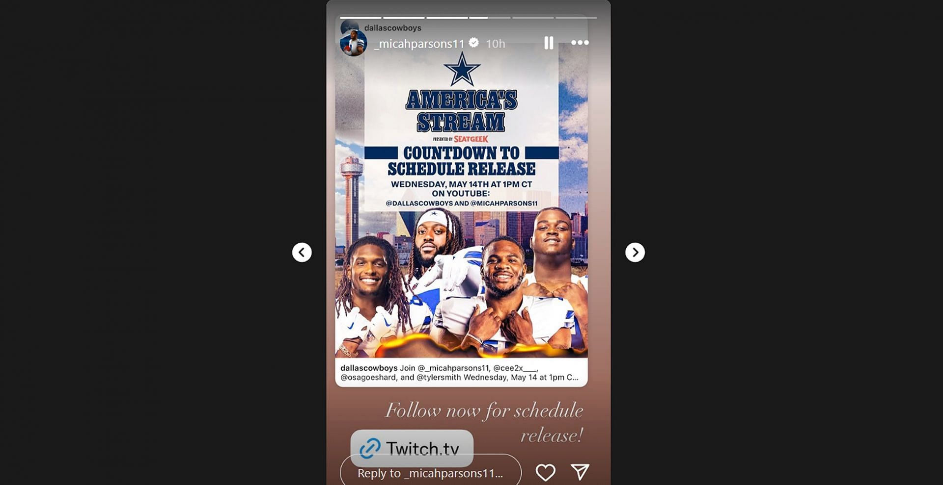 Cowboys' Micah Parsons to host NFL Schedule 2025/@_micahparsons11